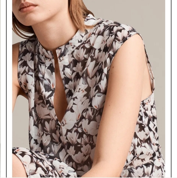 ALL SAINTS Victoria Magnolita Women's Floral Pink & Black Dress Size 0 - Picture 3 of 15